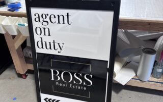 Agent on Duty A-frame sign "Agent on Duty" A-frame sidewalk sign for BOSS Real Estate